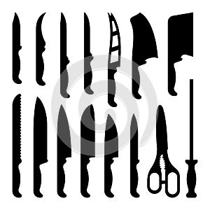 Kitchen knife collection vector