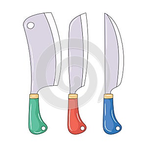 Kitchen knife, colored Line art vector illustration