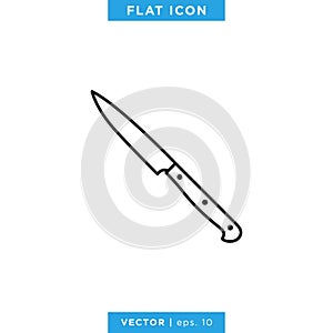 Kitchen Knife Icon Vector Design Template. Editable Stroke.