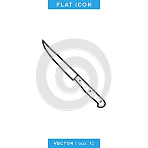 Kitchen Knife Icon Vector Design Template. Editable Stroke.