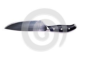 Kitchen knife with plastic handle isolated on white background