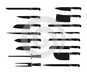 Kitchen knife sets - silhouette photo