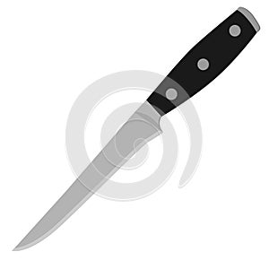 Kitchen knife for vegetables and fruits on a white isolated background. Vector illustration on the theme of kitchen utensils