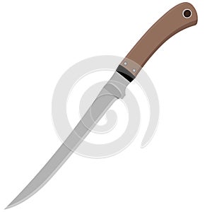 Kitchen knife for vegetables and fruits on a white isolated background. Vector illustration on the theme of kitchen utensils