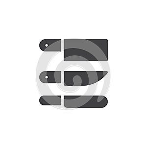 Kitchen knives set vector icon