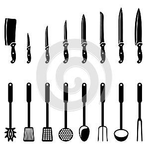 Kitchen knives and utensils