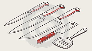 Kitchen knives vector set. Chef knives, cooking utensils, kitchenware illustration Generative AI