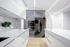 Kitchen with led ceiling lights