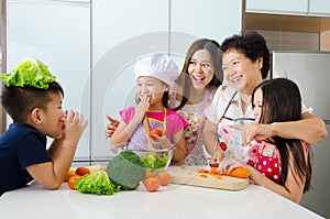 Kitchen lifestyle of asian family