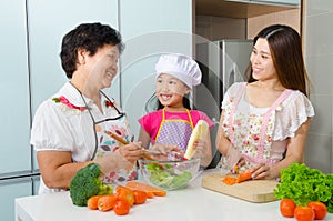 Kitchen lifestyle of asian family