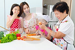 Kitchen lifestyle of asian family