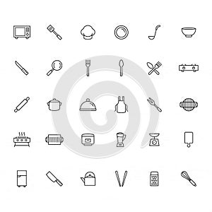 Kitchen line icon set. Editable vector stroke