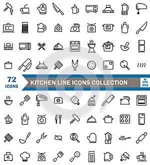 Kitchen line icons collection vector illustrator set
