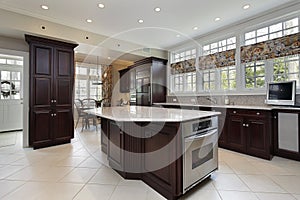 Kitchen in luxury home with center island