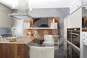 Kitchen in luxury home with large center island