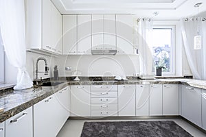 Kitchen with marble worktop