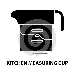 kitchen measuring cup icon, black vector sign with editable strokes, concept illustration