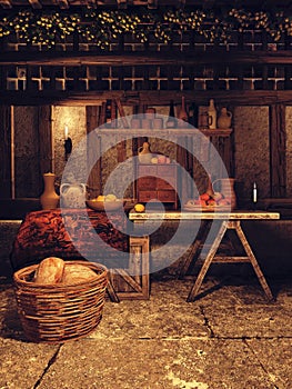 Kitchen in a medieval house