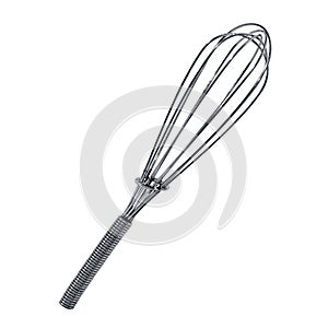 Kitchen metal whisk isolated with a Clipp