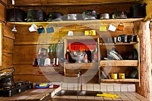 Kitchen in a mountain refuge photo