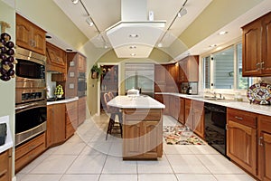 Kitchen with oak wood cabinetry