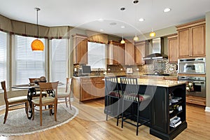 Kitchen with oak wood cabinetry