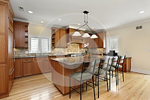 Kitchen with oak wood cabinetry