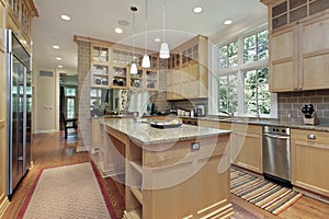 Kitchen with oak wood cabinetry