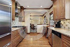 Kitchen with oak wood cabinetry