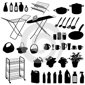 Kitchen objects, silhouette