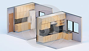 Kitchen orthographic cross section