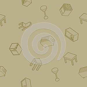 Kitchen outline isometric pattern