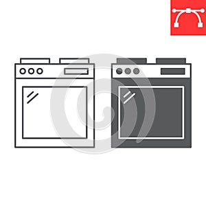Kitchen oven line and glyph icon