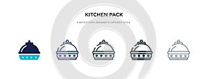 Kitchen pack icon in different style vector illustration. two colored and black kitchen pack vector icons designed in filled,