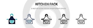 Kitchen pack icon in filled, thin line, outline and stroke style. Vector illustration of two colored and black kitchen pack vector