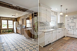 Kitchen plan illustration before renovation