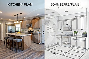 Kitchen plan illustration before renovation