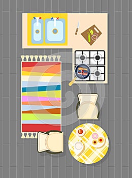 Kitchen Planning on Vector Illustration Grey