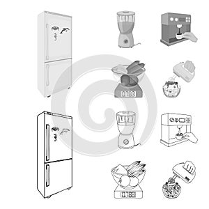 Kitchen, refreshment, restaurant and other web icon in outline,monochrome style.buttons, numbers, food icons in set