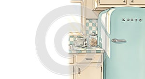 Kitchen with Refrigerator and Cookies