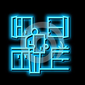 kitchen refurbishment neon glow icon illustration