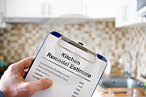 Kitchen remodel estimate. Cost of renovation. photo