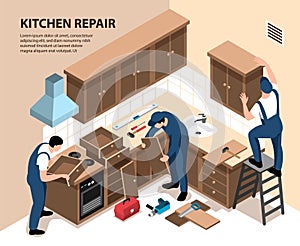 Kitchen Repair Isometric Composition