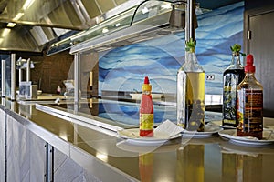 Kitchen in restaurant with sea theme 1