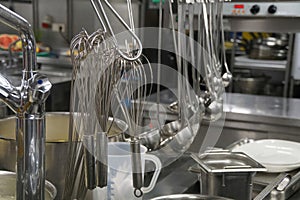 kitchen of a river cruise ship