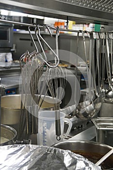 kitchen of a river cruise ship