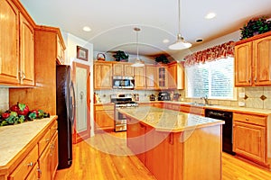 Kitchen room interior with island in luxury house