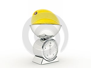 Kitchen scale with giant lemon