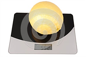 Kitchen scale with giant lemon