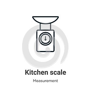 Kitchen scale outline vector icon. Thin line black kitchen scale icon, flat vector simple element illustration from editable